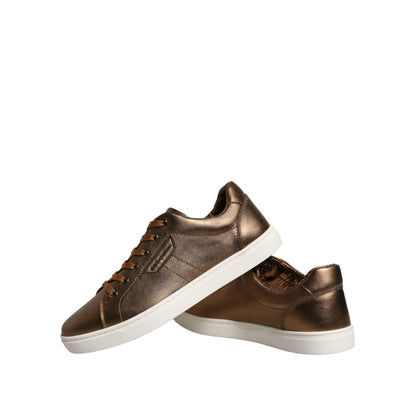 Dolce & Gabbana Gold Leather Logo London Men Sneaker Shoes