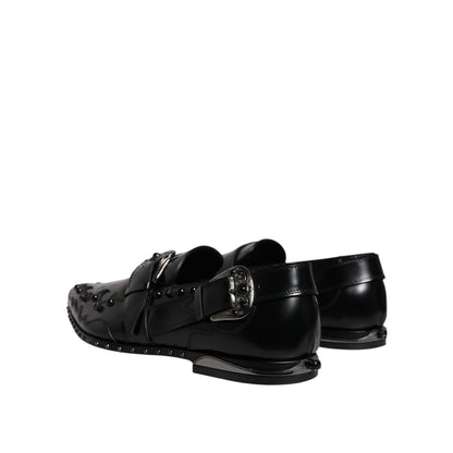 Dolce & Gabbana Black Embellished Derby Monk Strap Shoes