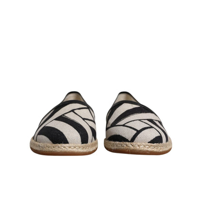 Dolce & Gabbana Black White Stripes Slip On Espadrille Shoes
