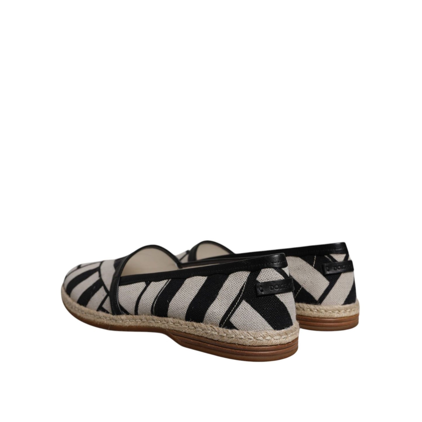 Dolce & Gabbana Black White Stripes Slip On Espadrille Shoes