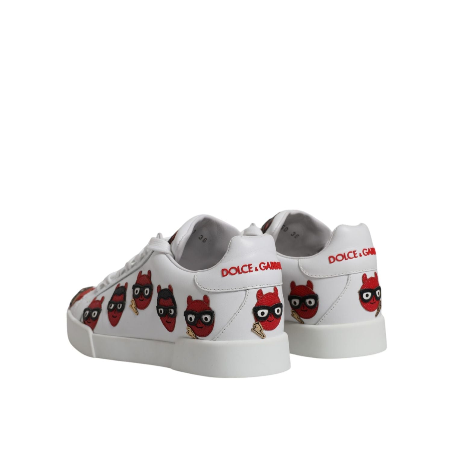 Dolce & Gabbana White Devil Face Portofino Sneakers Shoes