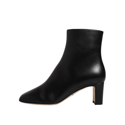 Dolce & Gabbana Black Jackie Leather Mid Calf Boots Shoes