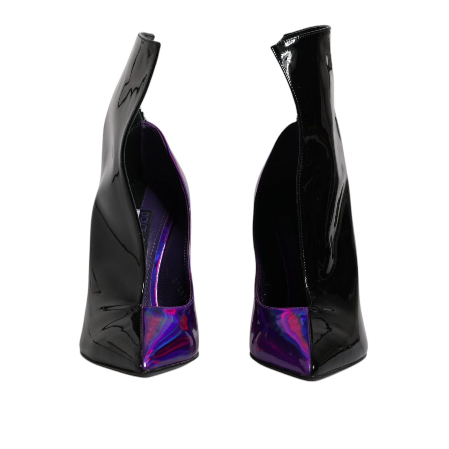Dolce & Gabbana Purple Black Pointed Ankle Boots Shoes