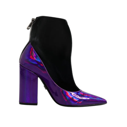 Dolce & Gabbana Purple Black Pointed Ankle Boots Shoes