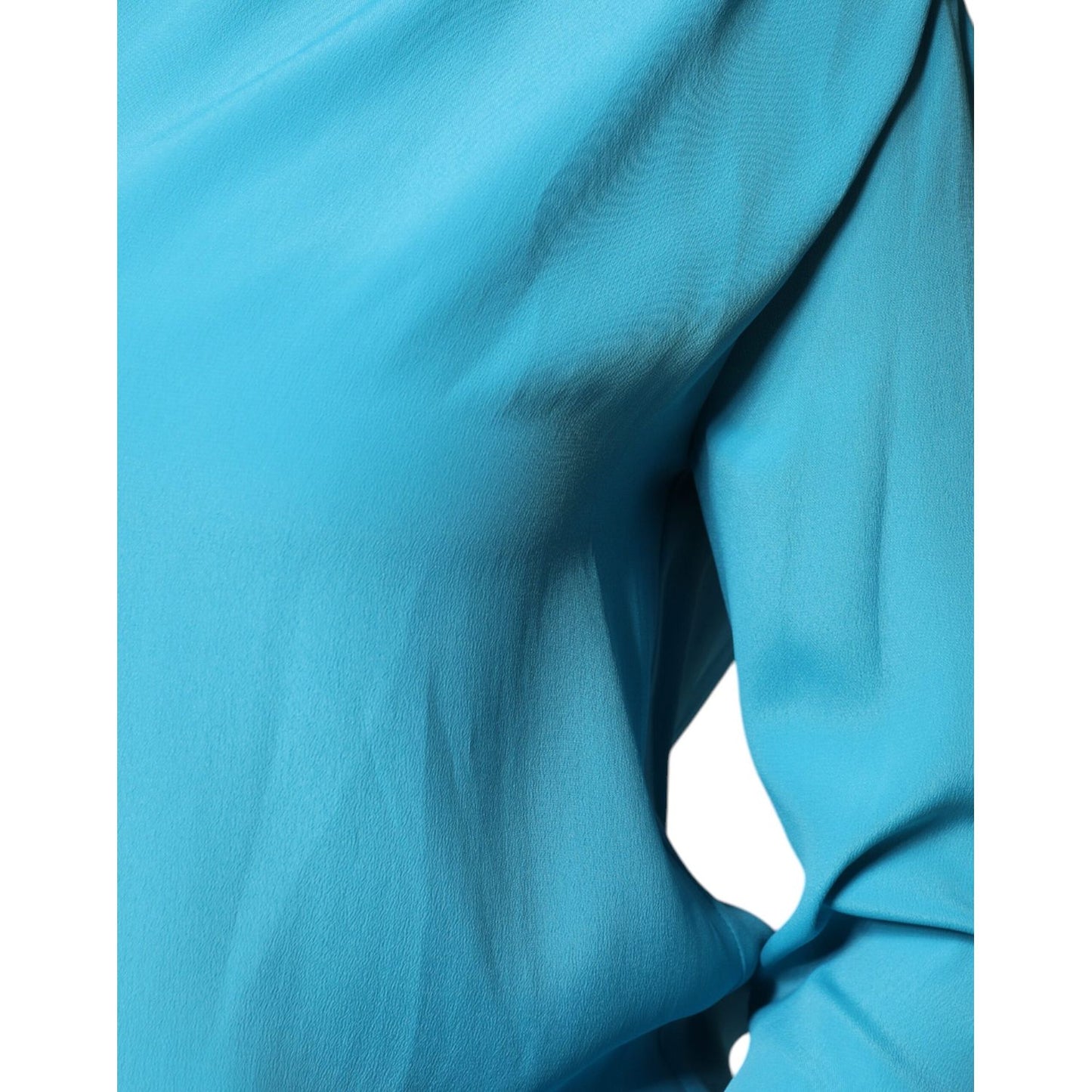 Boutique Moschino Blue Round Neckline Long Sleeves Blouse Top Boutique Moschino