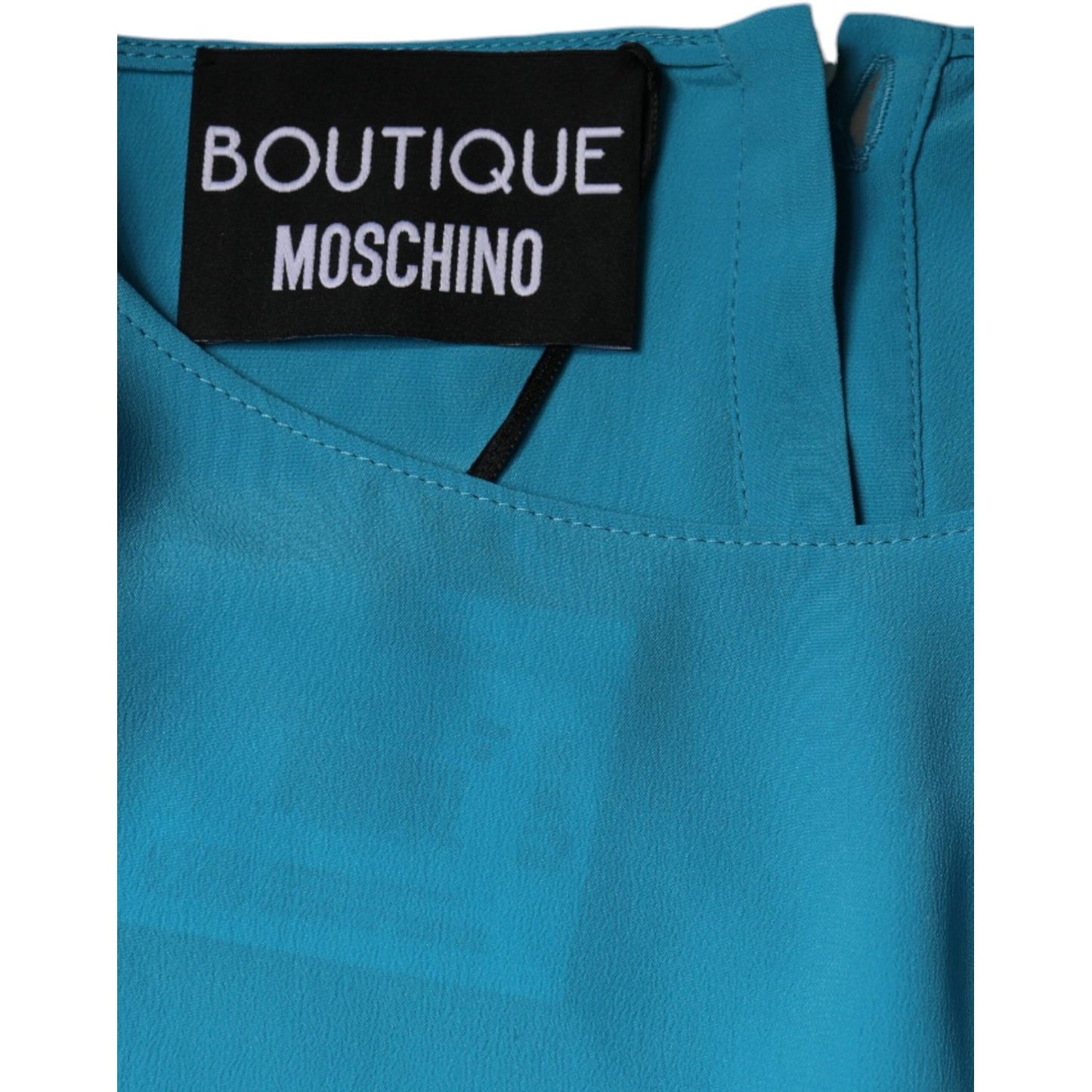 Boutique Moschino Blue Round Neckline Long Sleeves Blouse Top Boutique Moschino