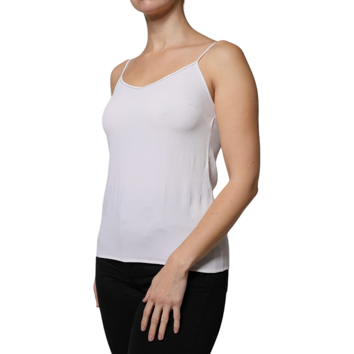 Fabiana Filippi White Spaghetti Strap Sleeveless Tank Top Fabiana Filippi