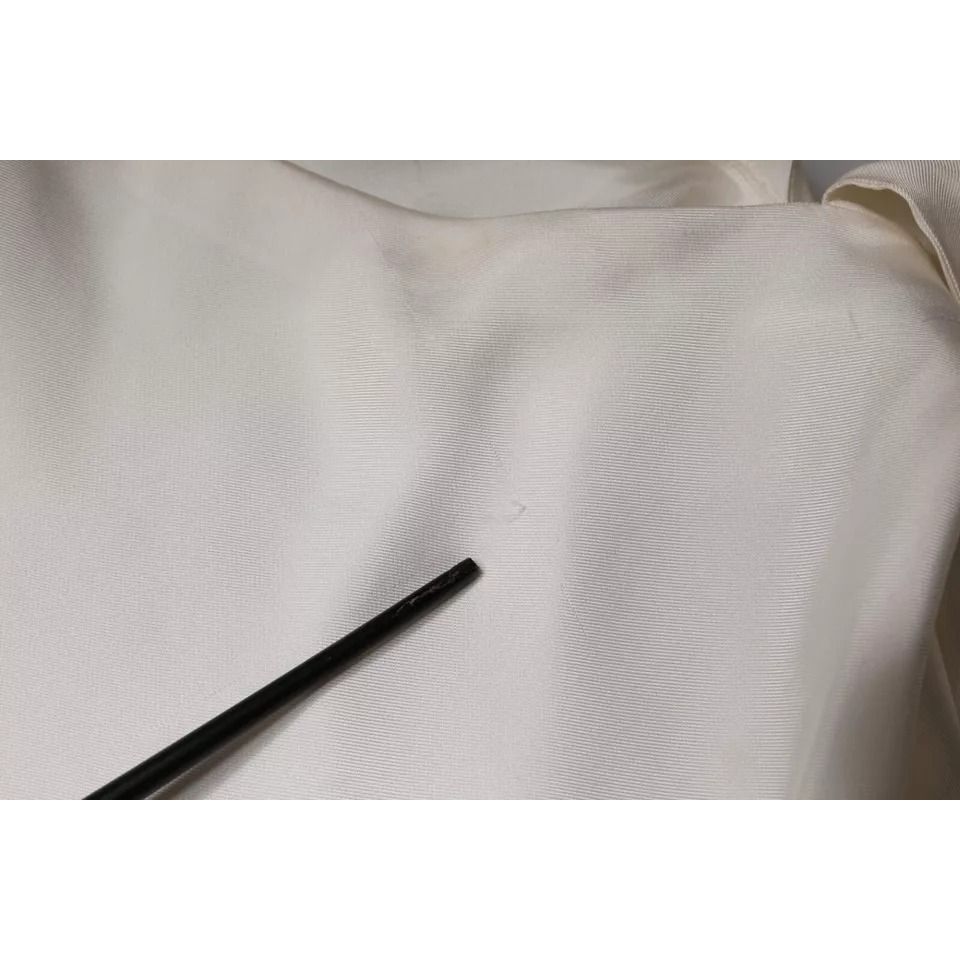 Brunello Cucinelli Beige Silk Ascot Collared Long Sleeves Top