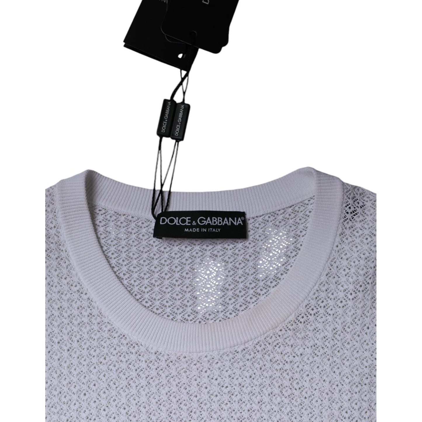 Dolce & Gabbana White Mesh See Through Long Sleeves Top