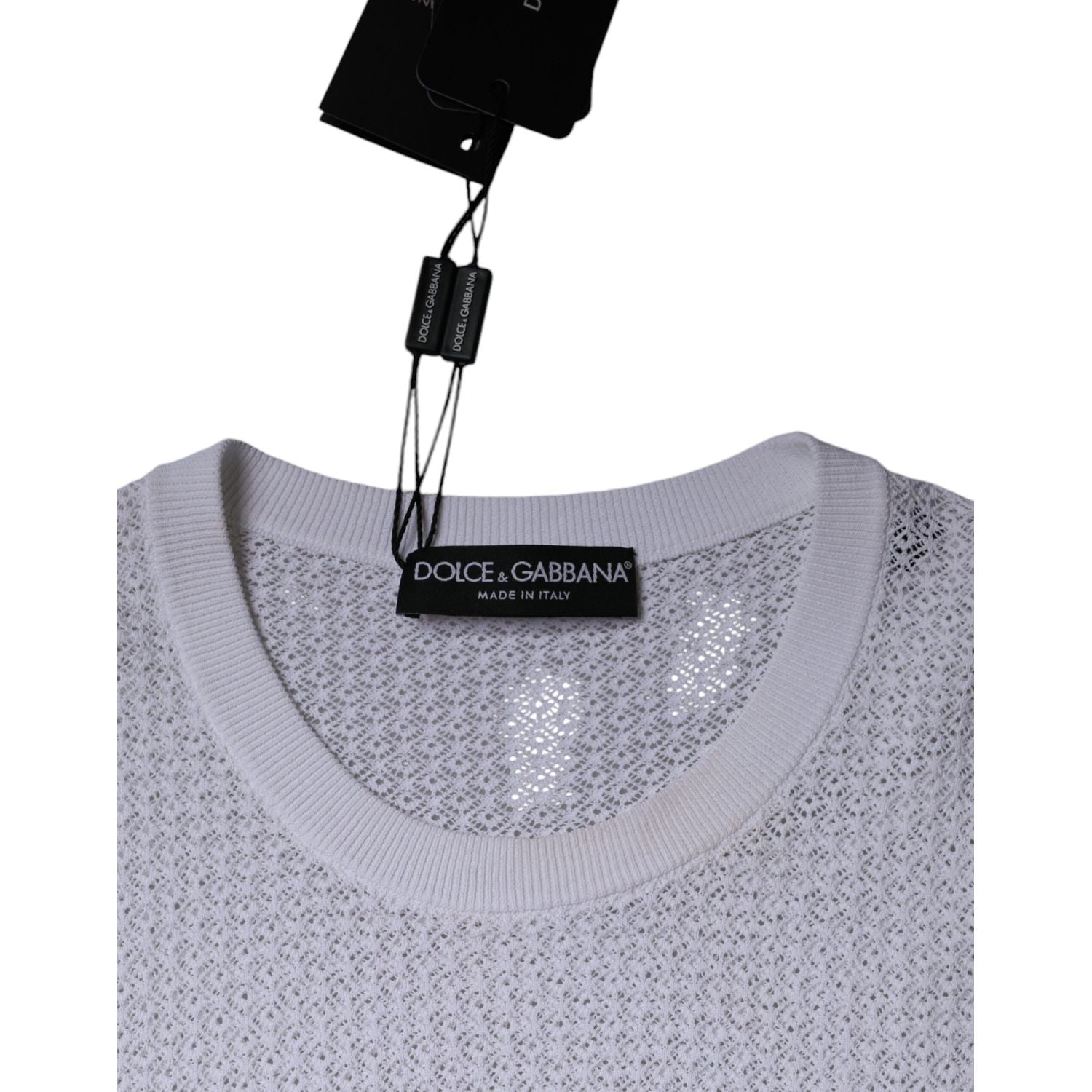 Dolce & Gabbana White Mesh See Through Long Sleeves Top