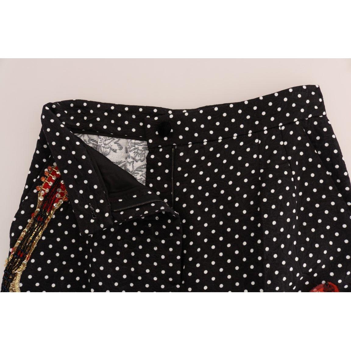 Dolce & Gabbana Black Polka Dot Sicily Crystal Pants Dolce & Gabbana