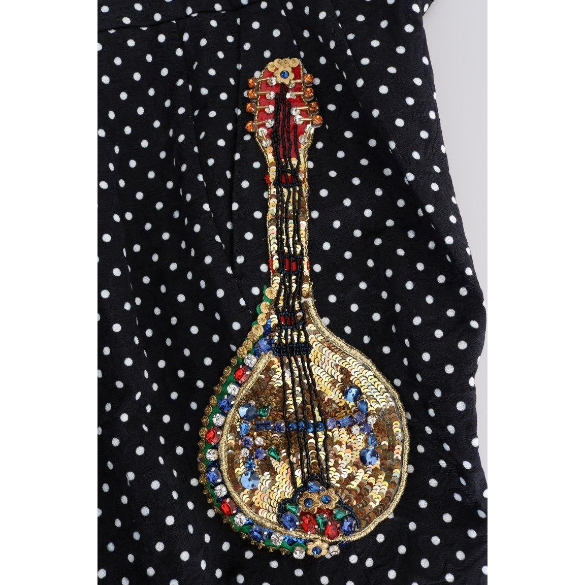 Dolce & Gabbana Black Polka Dot Sicily Crystal Pants Dolce & Gabbana