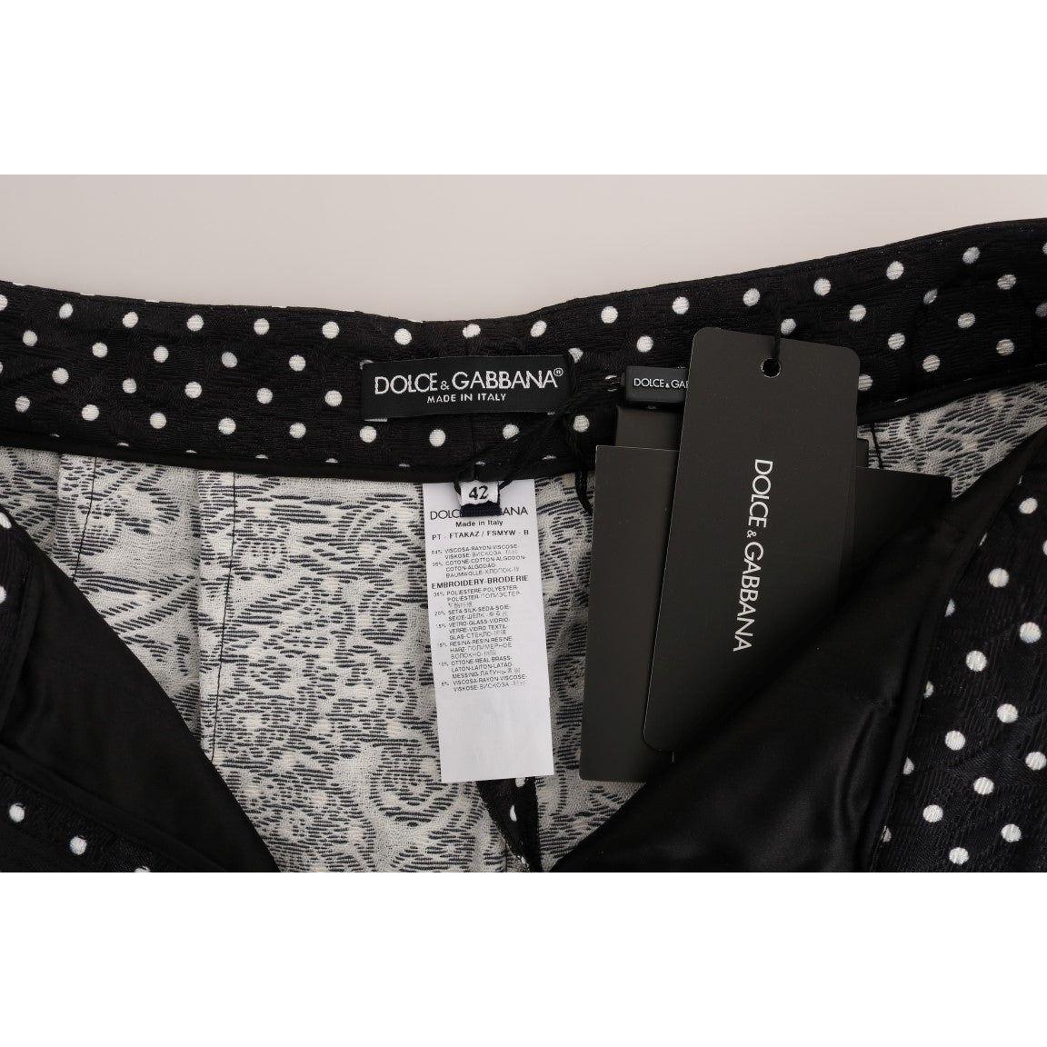 Dolce & Gabbana Black Polka Dot Sicily Crystal Pants Dolce & Gabbana