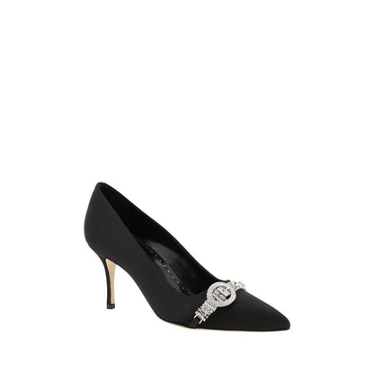 Manolo Blahnik Black Asapump Satin Pumps