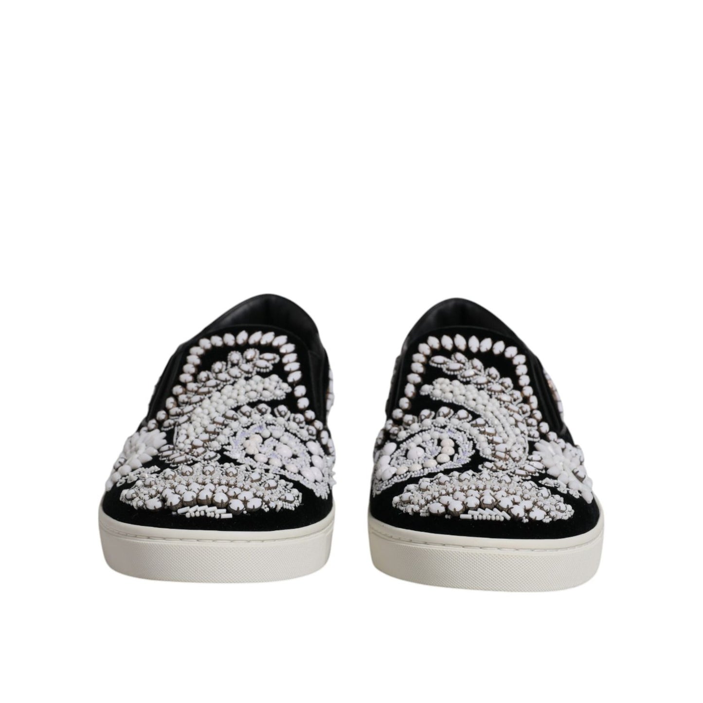 Dolce & Gabbana Black Embellished London Men Slip On Shoes