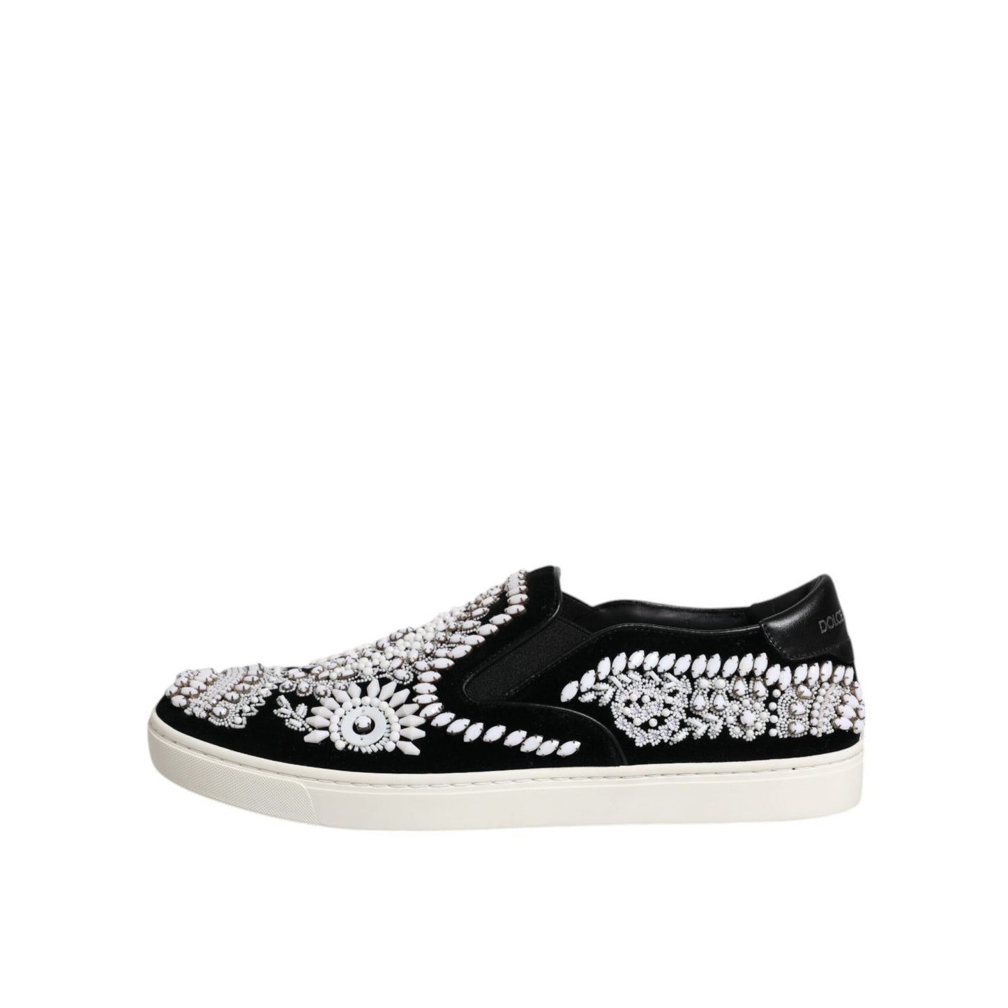 Dolce & Gabbana Black Embellished London Men Slip On Shoes