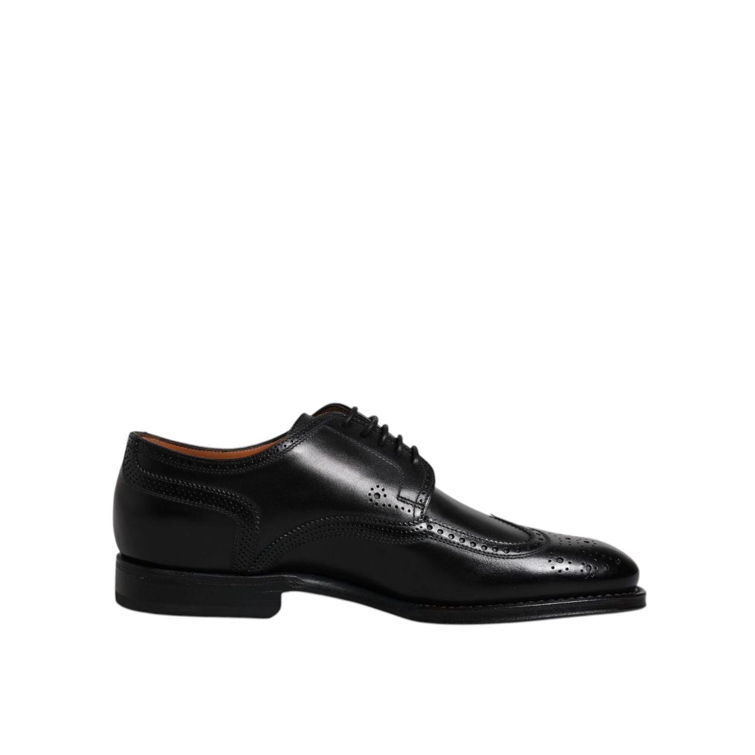 Dolce & Gabbana Black Leather Derby Wingtip Formal Shoes
