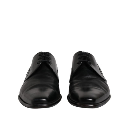 Dolce & Gabbana Black Leather Derby Men Formal Dress Shoes