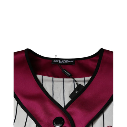 Dolce & Gabbana Multicolor Logo Jersey Button V-neck T-shirt