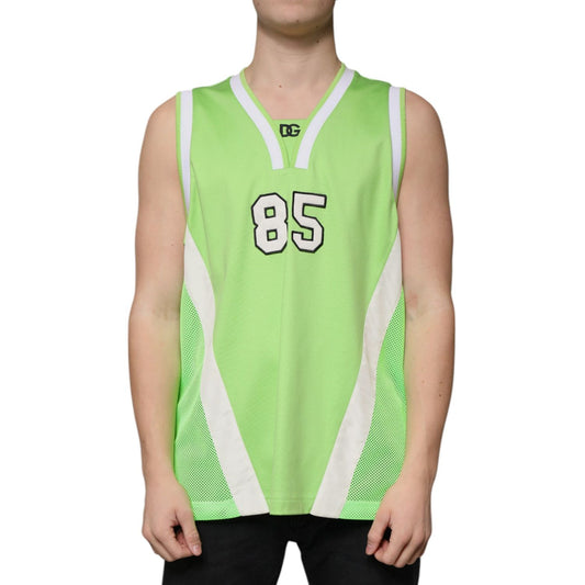 Dolce & Gabbana Green Polyester Jersey Sleeveless T-shirt Dolce & Gabbana