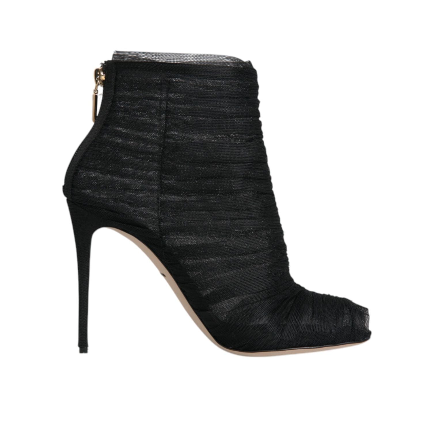 Dolce & Gabbana Black Mesh Stiletto Heels Ankle Boots Shoes