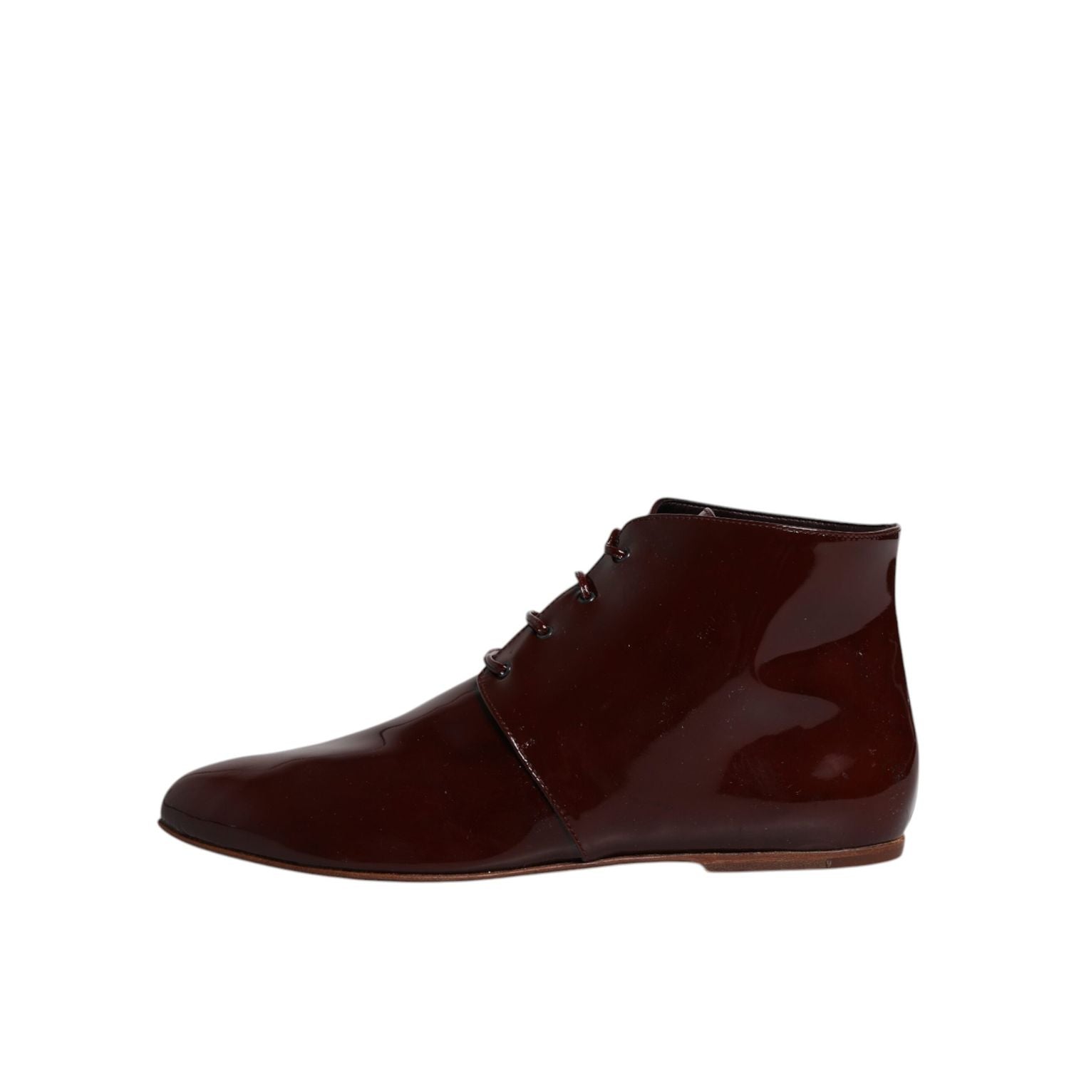 Dolce & Gabbana Maroon Leather Lace Up Ankle Boots Shoes