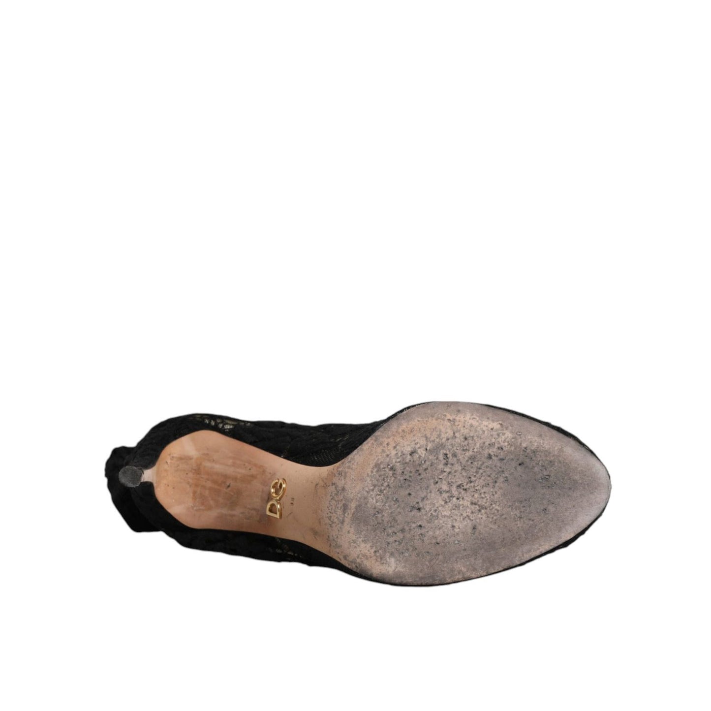 Dolce & Gabbana Black Lace Stretch Heels Mid Calf Boots Shoes