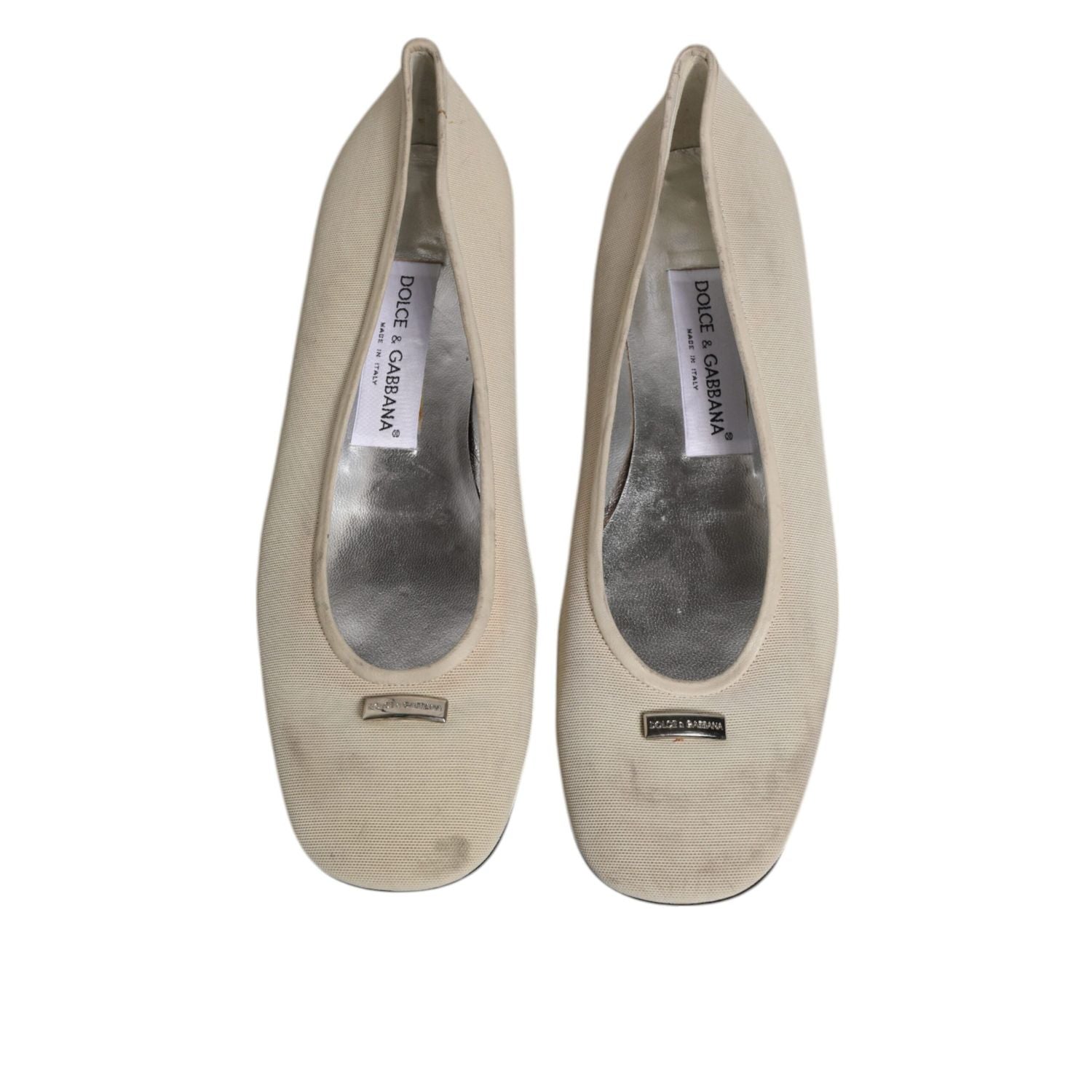 Dolce & Gabbana Beige Fabric Slip On Ballerina Flats Shoes