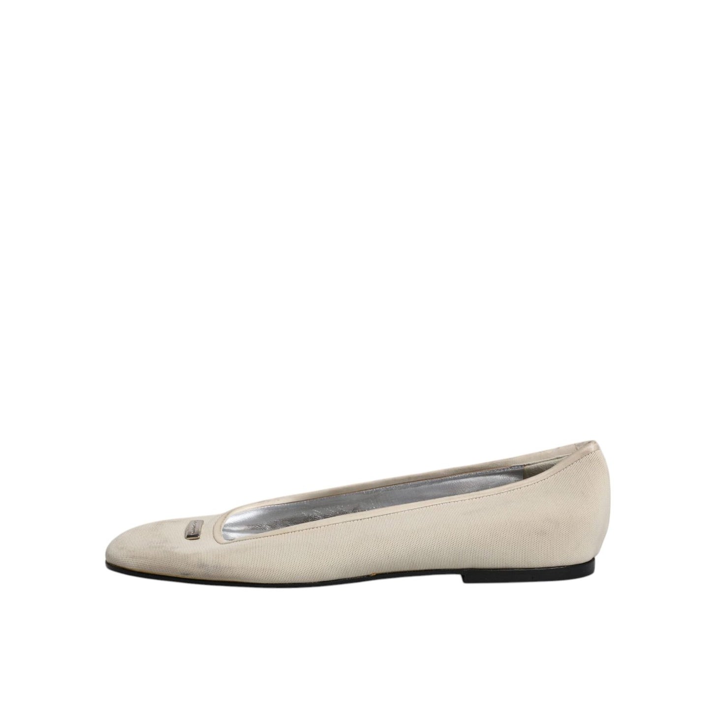 Dolce & Gabbana Beige Fabric Slip On Ballerina Flats Shoes