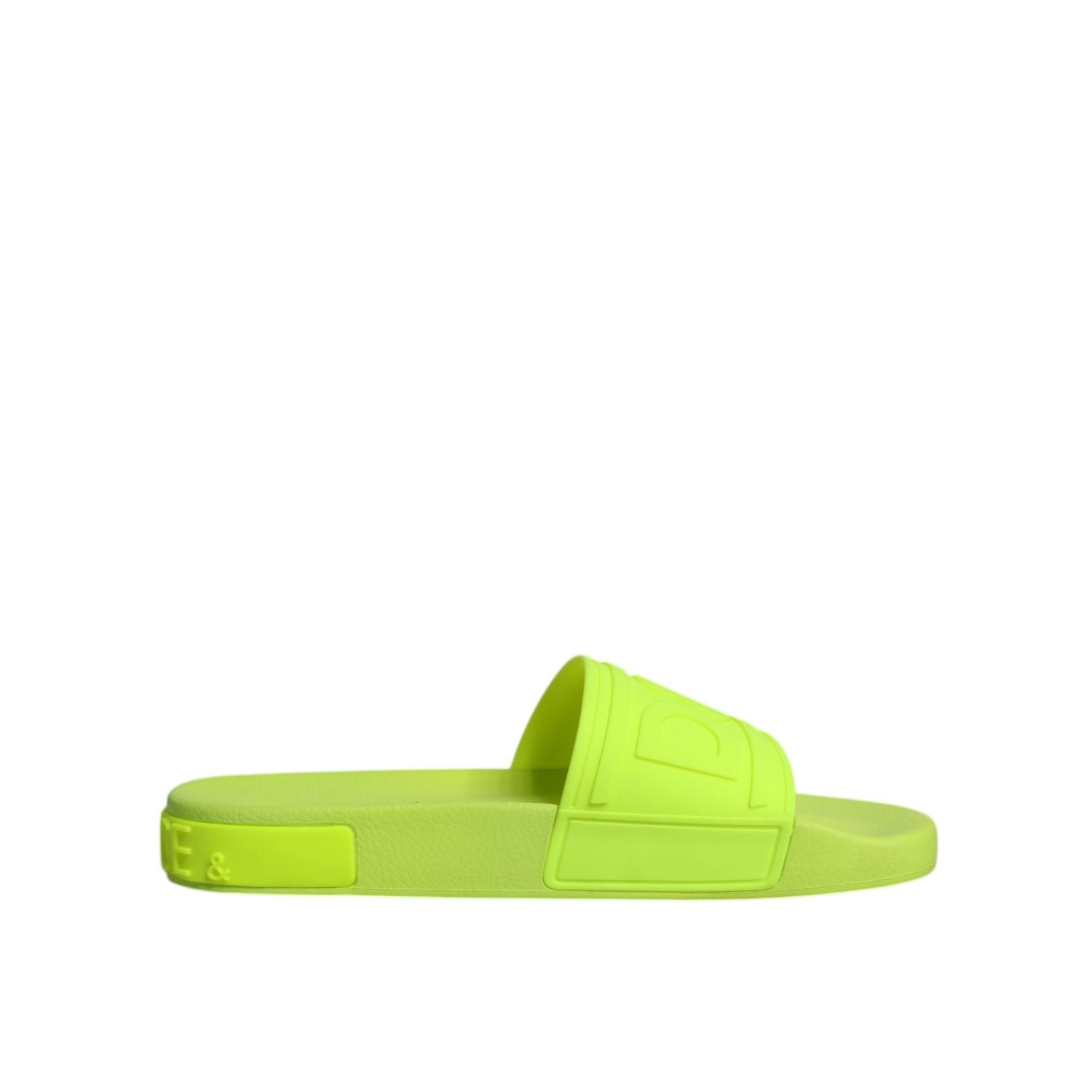 Dolce & Gabbana Green Rubber Slides Sandals Beachwear Shoes