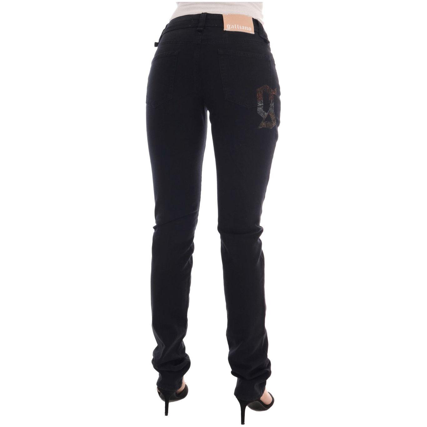 John Galliano Black Cotton Denim Stretch Regular Fit Jeans John Galliano