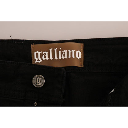 John Galliano Black Cotton Denim Stretch Regular Fit Jeans John Galliano