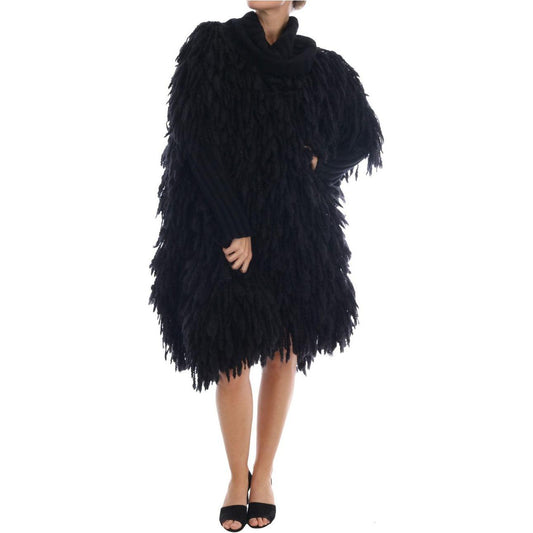 Dolce & Gabbana Black Fringes Wool Pullover Sweater Dolce & Gabbana