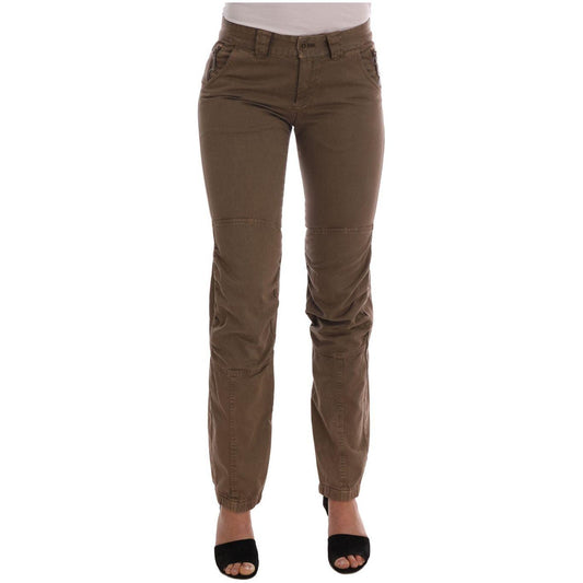 Ermanno Scervino Brown Cotton Casual Slim Fit Pants Ermanno Scervino