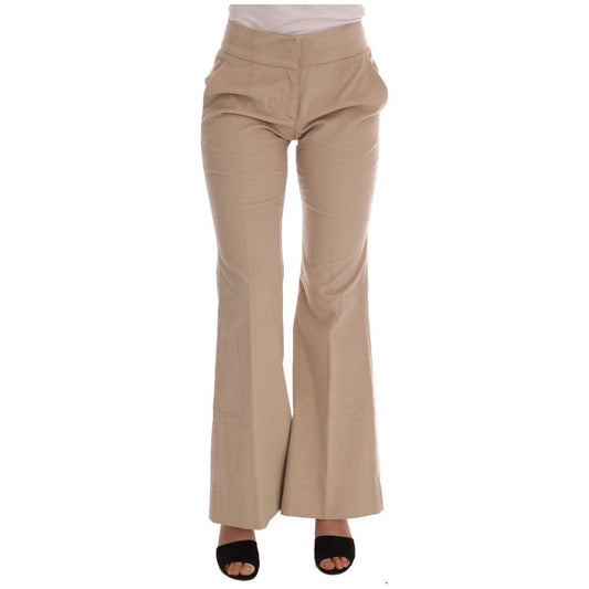 Ermanno Scervino Beige Cotton Bootcut Pants Ermanno Scervino