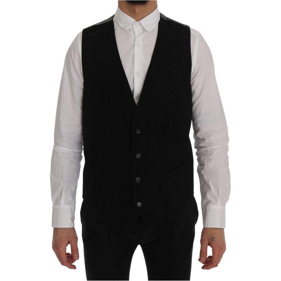 Dolce & Gabbana Black STAFF Cotton Rayon Vest Dolce & Gabbana