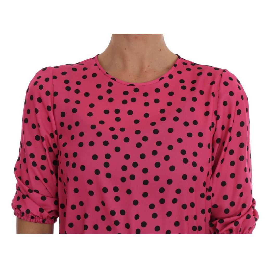 Dolce & Gabbana Pink Polka Dotted Silk Blouse Dolce & Gabbana