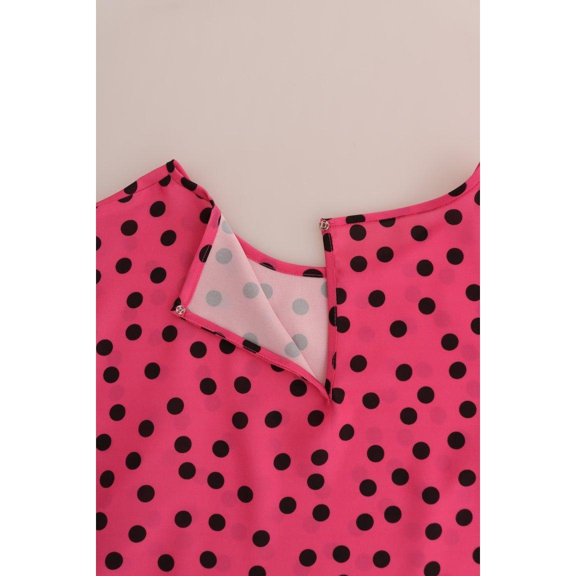 Dolce & Gabbana Pink Polka Dotted Silk Blouse Dolce & Gabbana