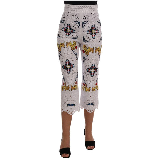 Dolce & Gabbana Mulicolor Majolica Cutout Capri Pants Dolce & Gabbana