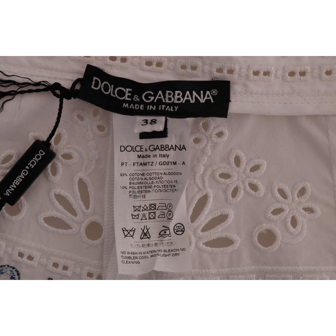 Dolce & Gabbana Mulicolor Majolica Cutout Capri Pants