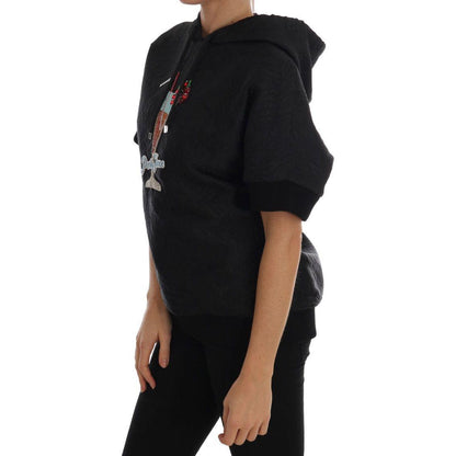 Dolce & Gabbana Black Fairy Tale Crystal Hooded Sweater Dolce & Gabbana