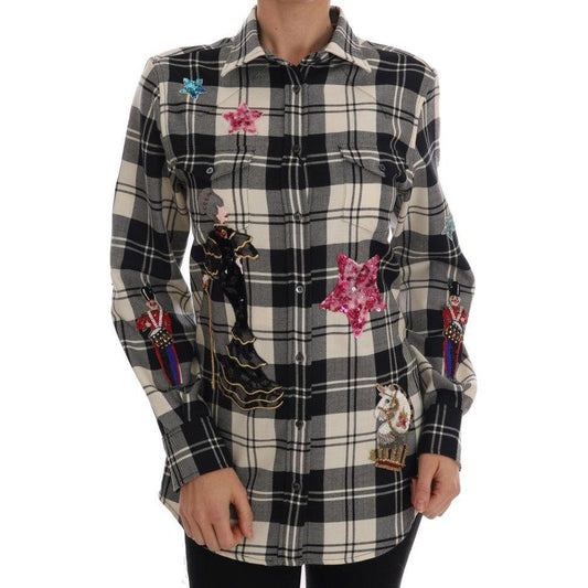 Dolce & Gabbana Black White Fairy Tale Crystal Shirt Dolce & Gabbana