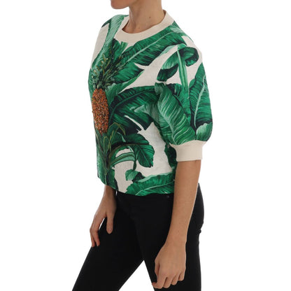 Dolce & Gabbana Pineapple Banana Sequins Crewneck Sweater