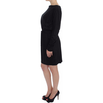 Versace Jeans Black Modal Silk Shift Knee Dress