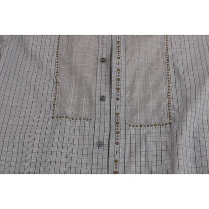 Dolce & Gabbana Gray Check GOLD Cotton Slim Fit Shirt Dolce & Gabbana