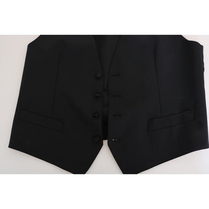 Dolce & Gabbana Black Wool Silk Vest