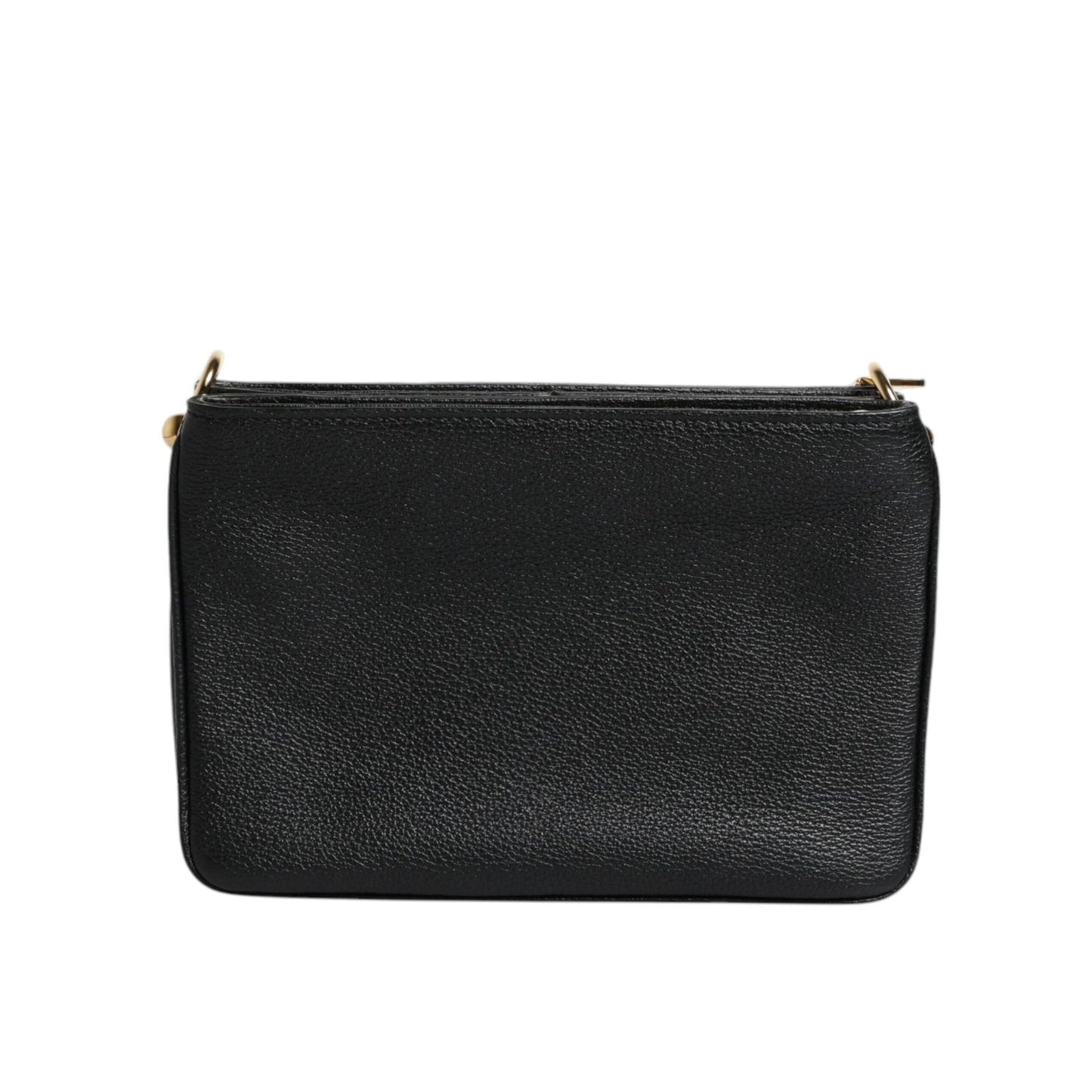 Dolce & Gabbana Black Grain Leather Logo Plaque Clutch Bag