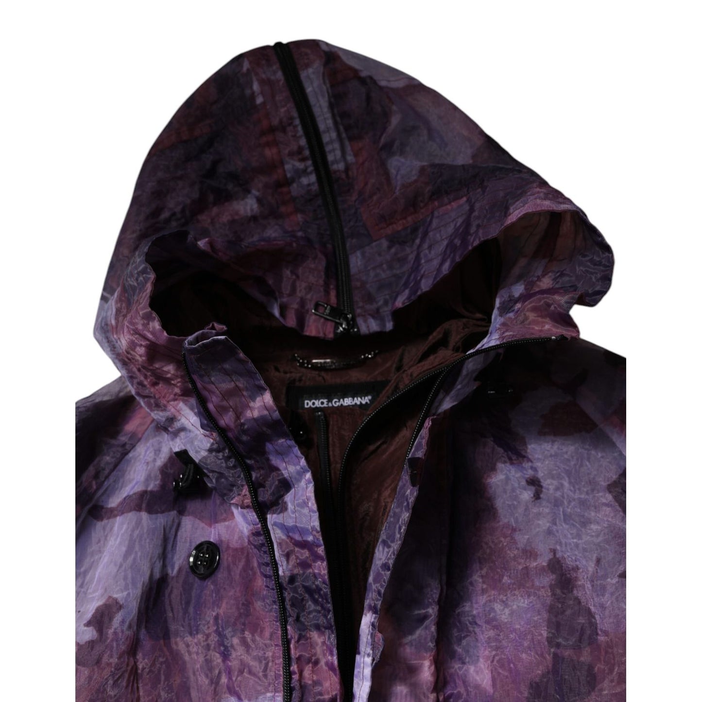 Dolce & Gabbana Purple Camouflage Hooded Men Blouson Jacket