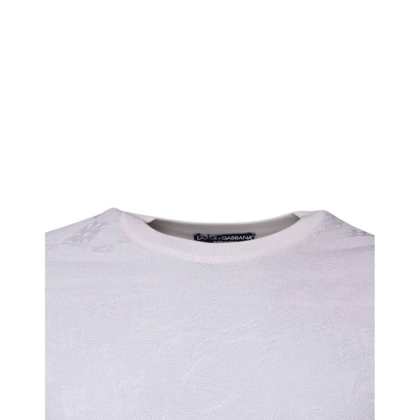 Dolce & Gabbana White Silk Crew Neck Men Pullover Sweater