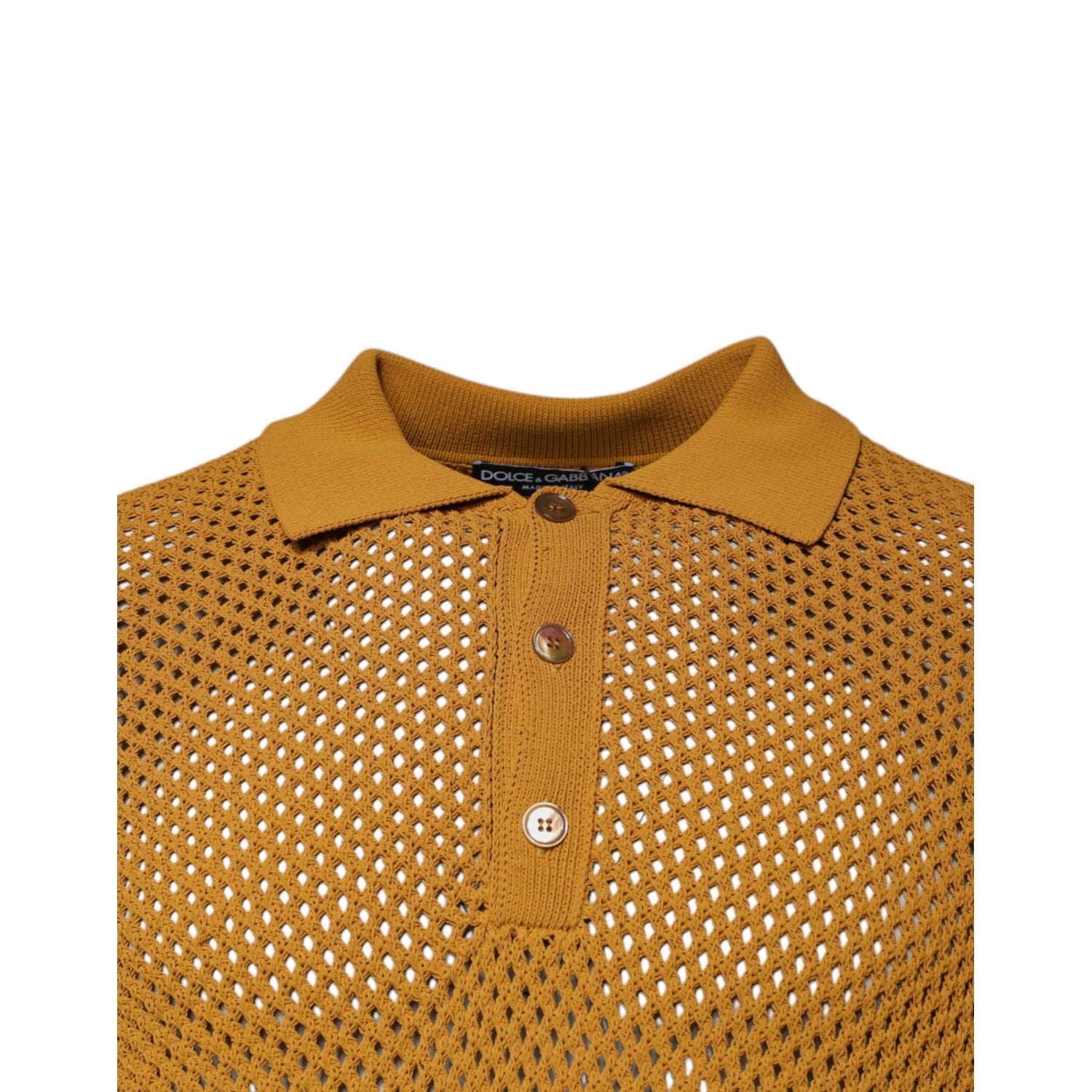 Dolce & Gabbana Brown Perforated Collared Short Sleeves T-shirt